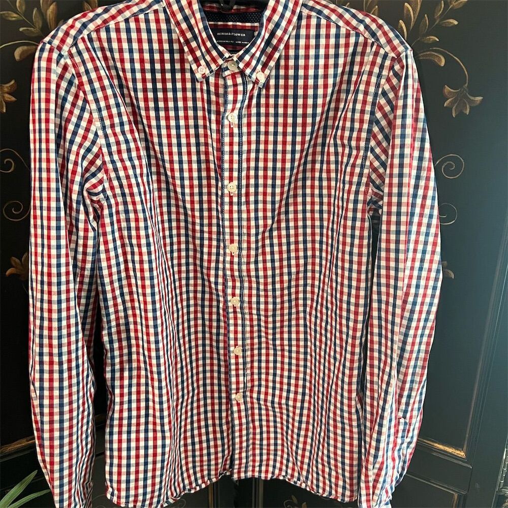 Denim & Flower Men's Checkered Button-Down Shirt Multicolor Size M
